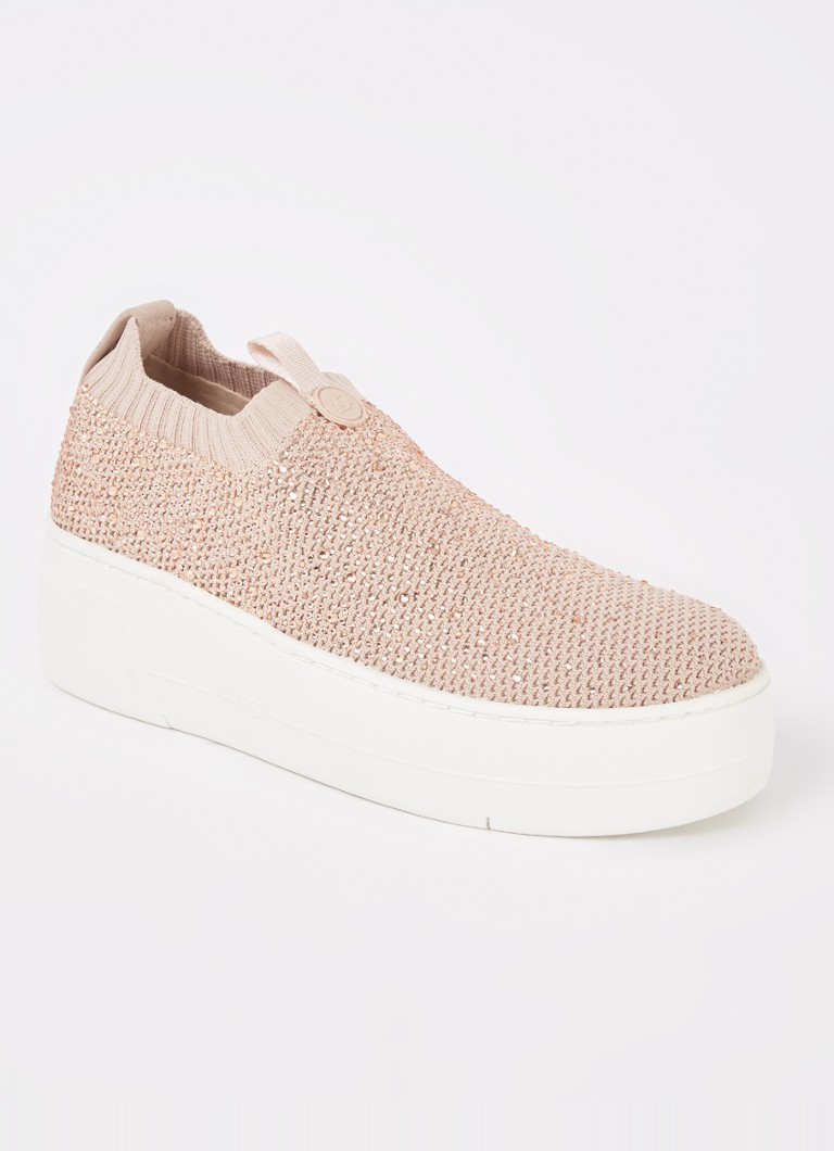 Baskets Dune London ornées de strass et dotées d'une tige en maille.