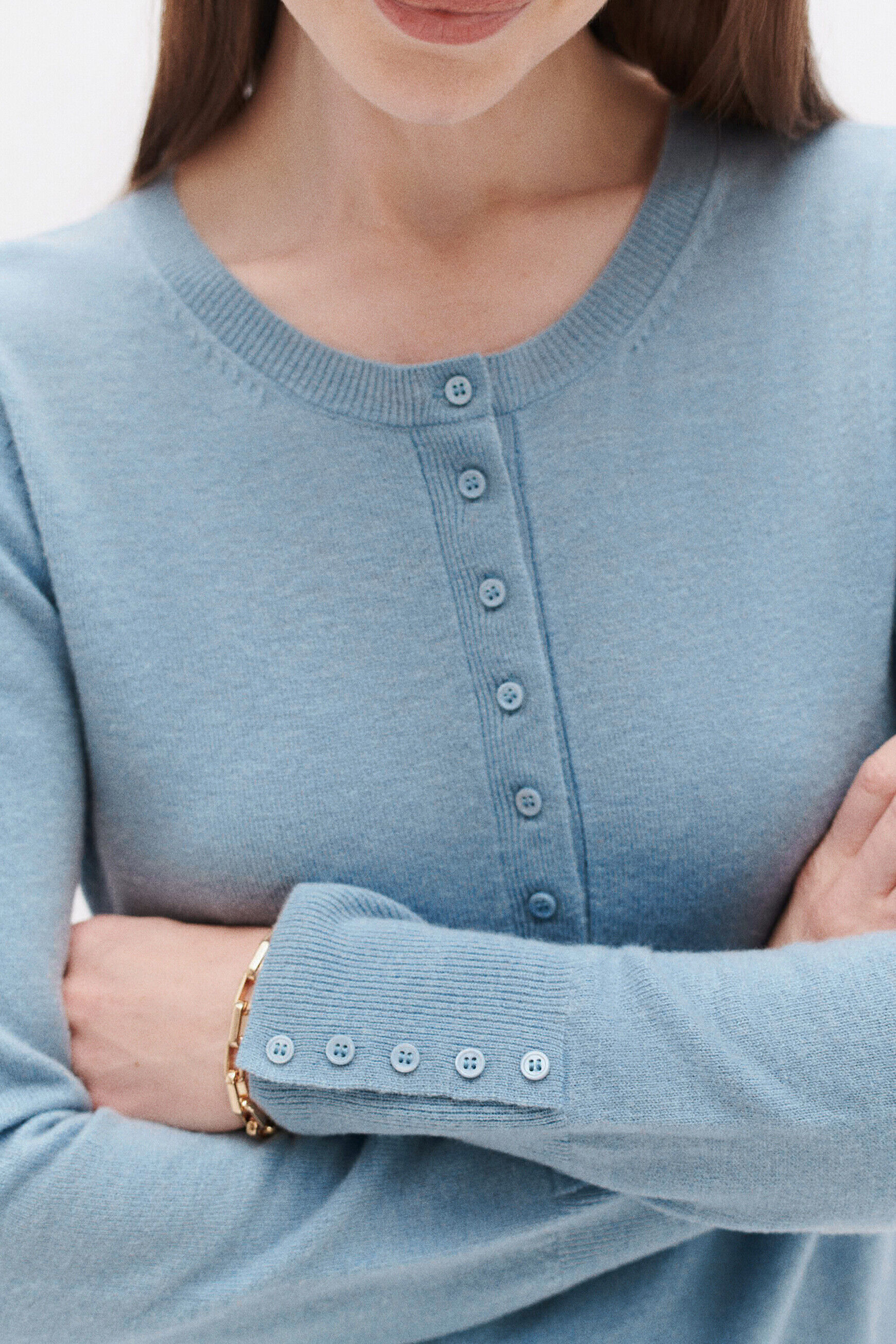 Pull maoni bleu ciel femme