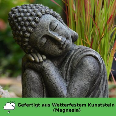 INtrenDU Gartenfigur Schlafender Garten Buddha 44cm, wetterfest für Innen und Außen