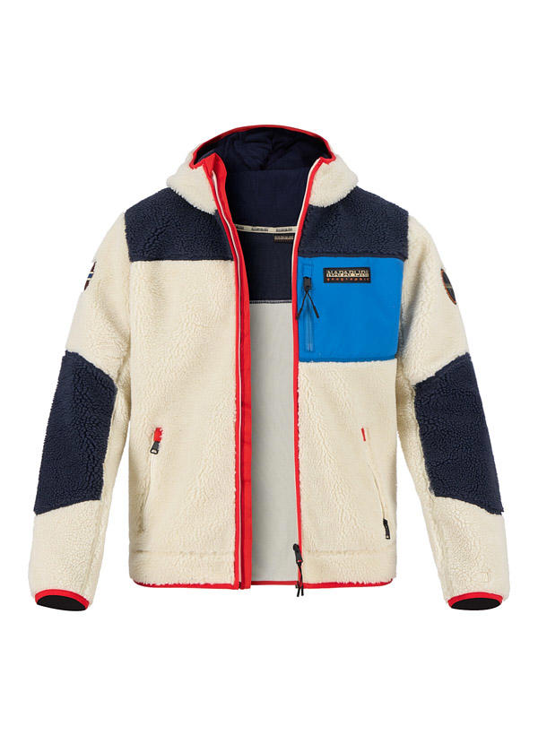 NAPAPIJRI, Kapuzenjacke, Teddyfell, beige-navy