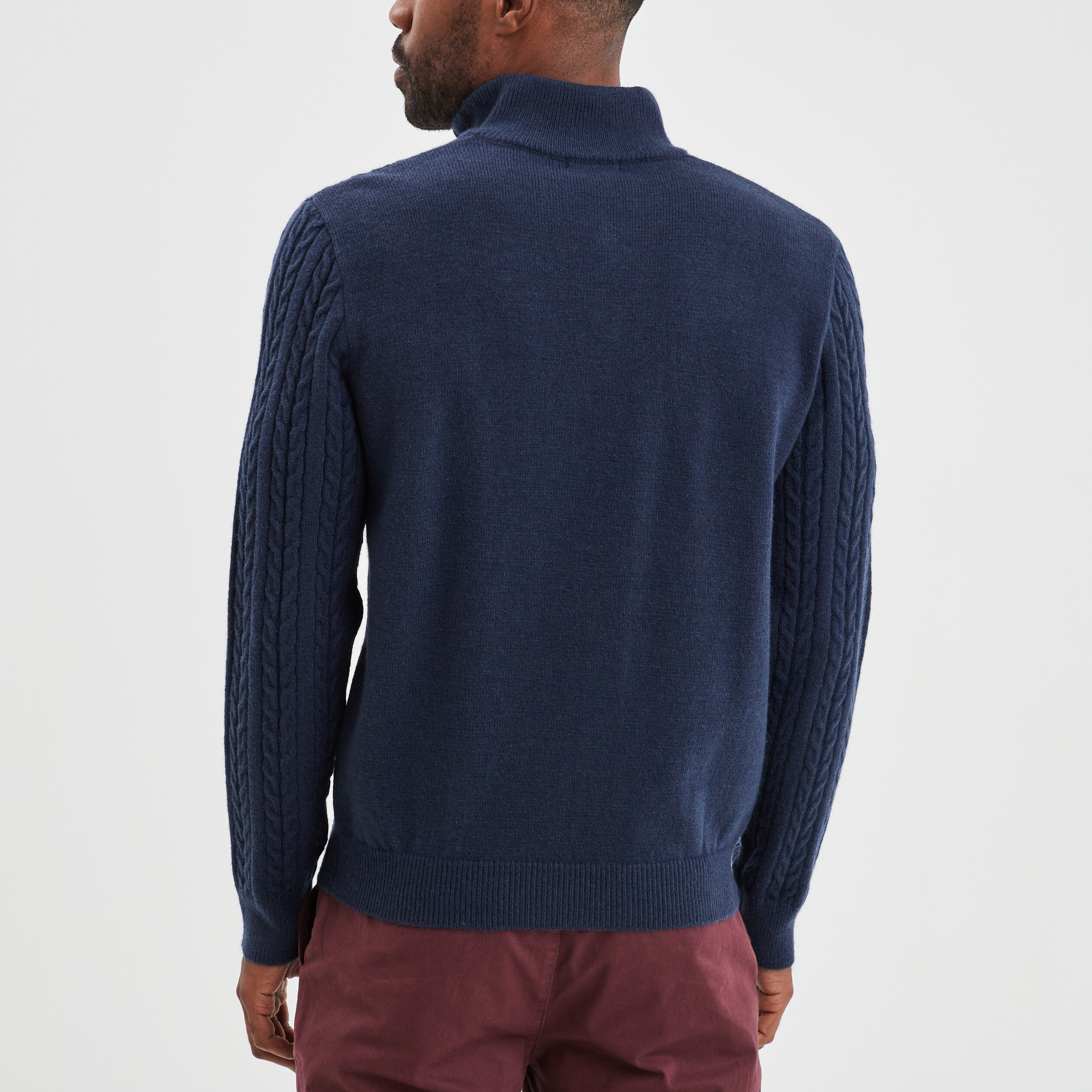 Pull camionneur à torsades bleu marine homme | La Halle