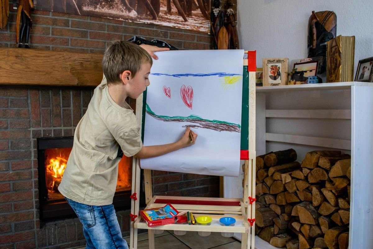 Coemo Tafel, (mit Zubehör), Kinder Standtafel Kreidetafel Staffelei