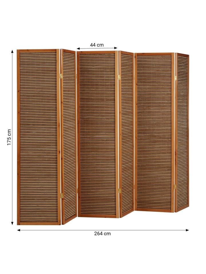 Homestyle4u 6-tlg. Paravent in Braun 264x175 günstig kaufen onesize