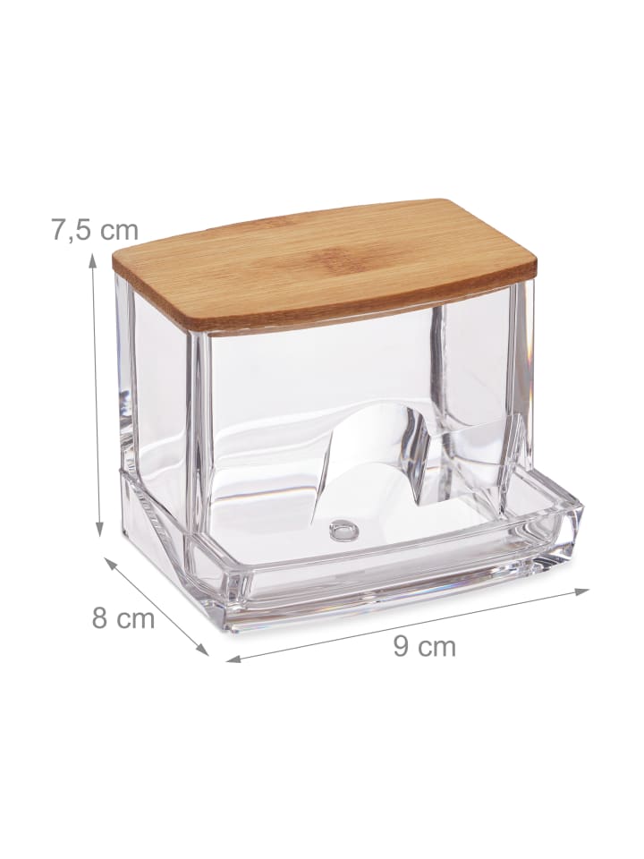 relaxdays Wattestäbchen Aufbewahrung in Transparent/ Natur günstig kaufen onesize