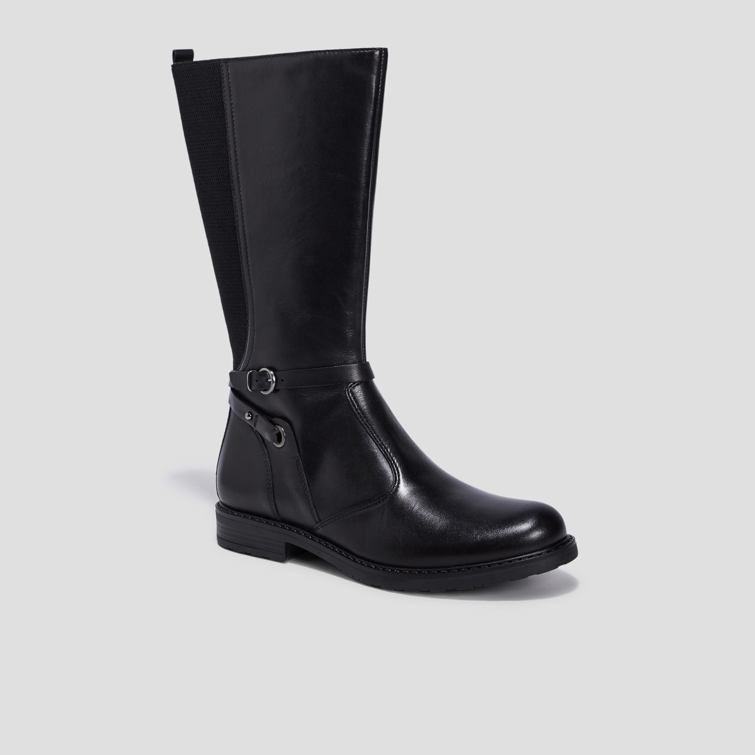 Bottes avec boucles en cuir noir fille | La Halle