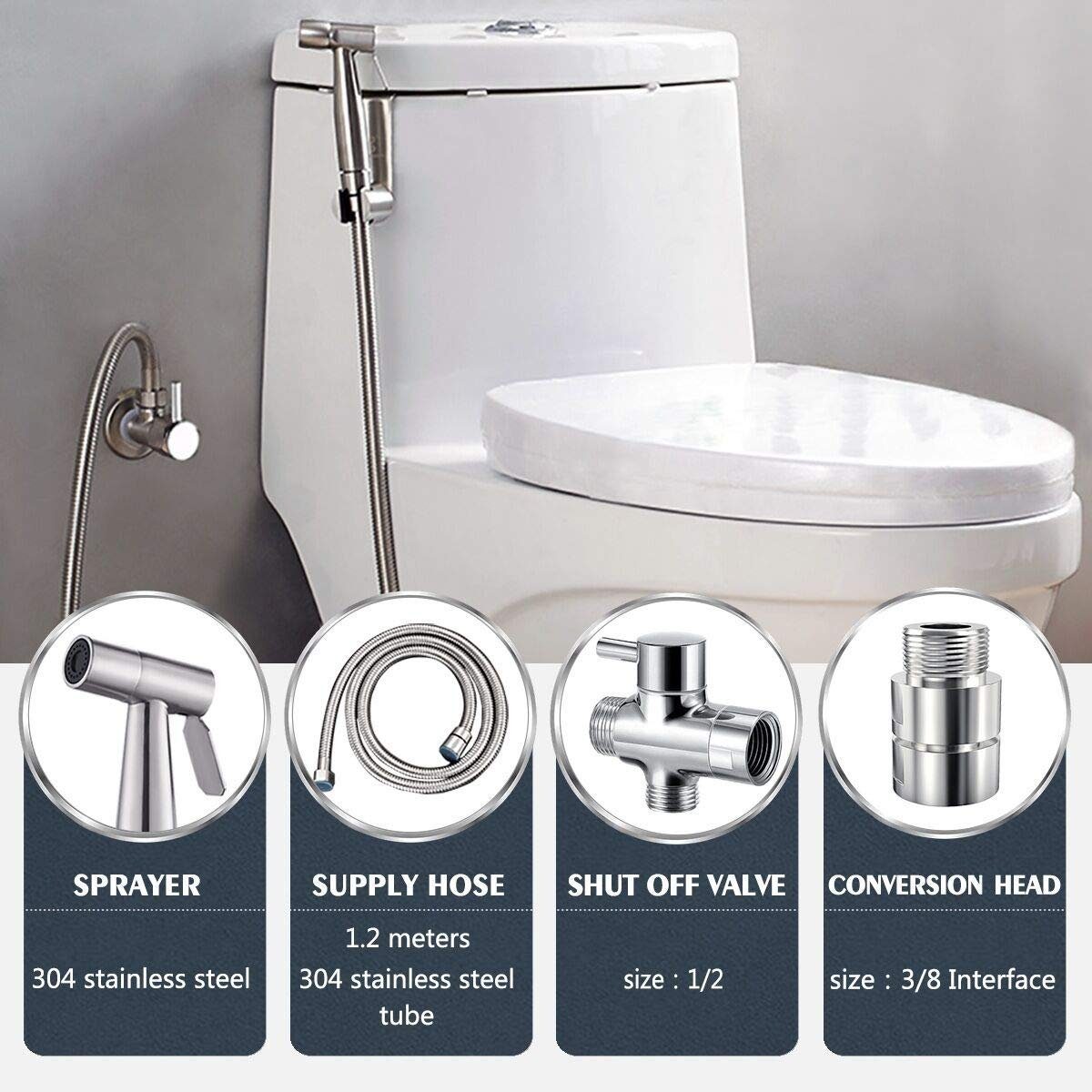 Haiaveng Seitenbrause Bidet Edelstahl-Bidet-Duschkopf und Armaturen