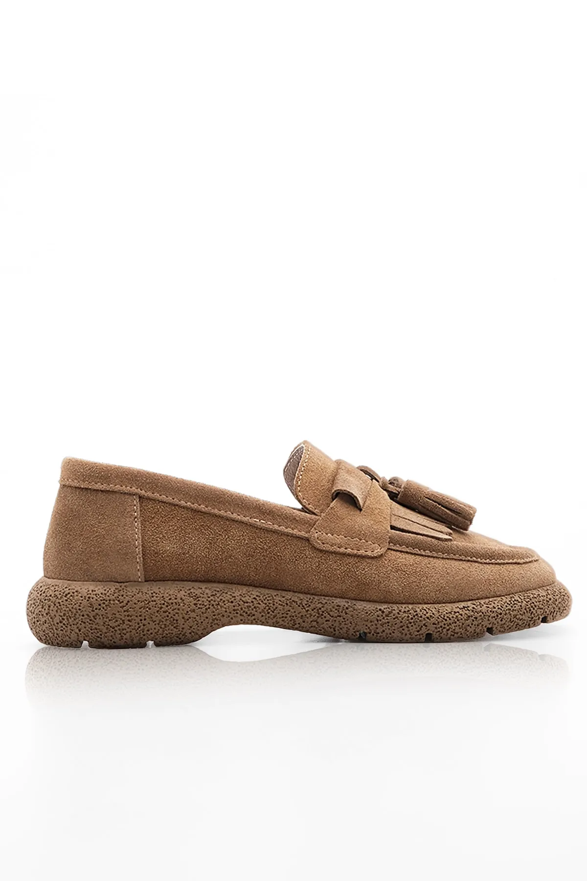 Marjin  Damen Echtleder Loafer Freizeitschuhe Suma Tan Wildleder