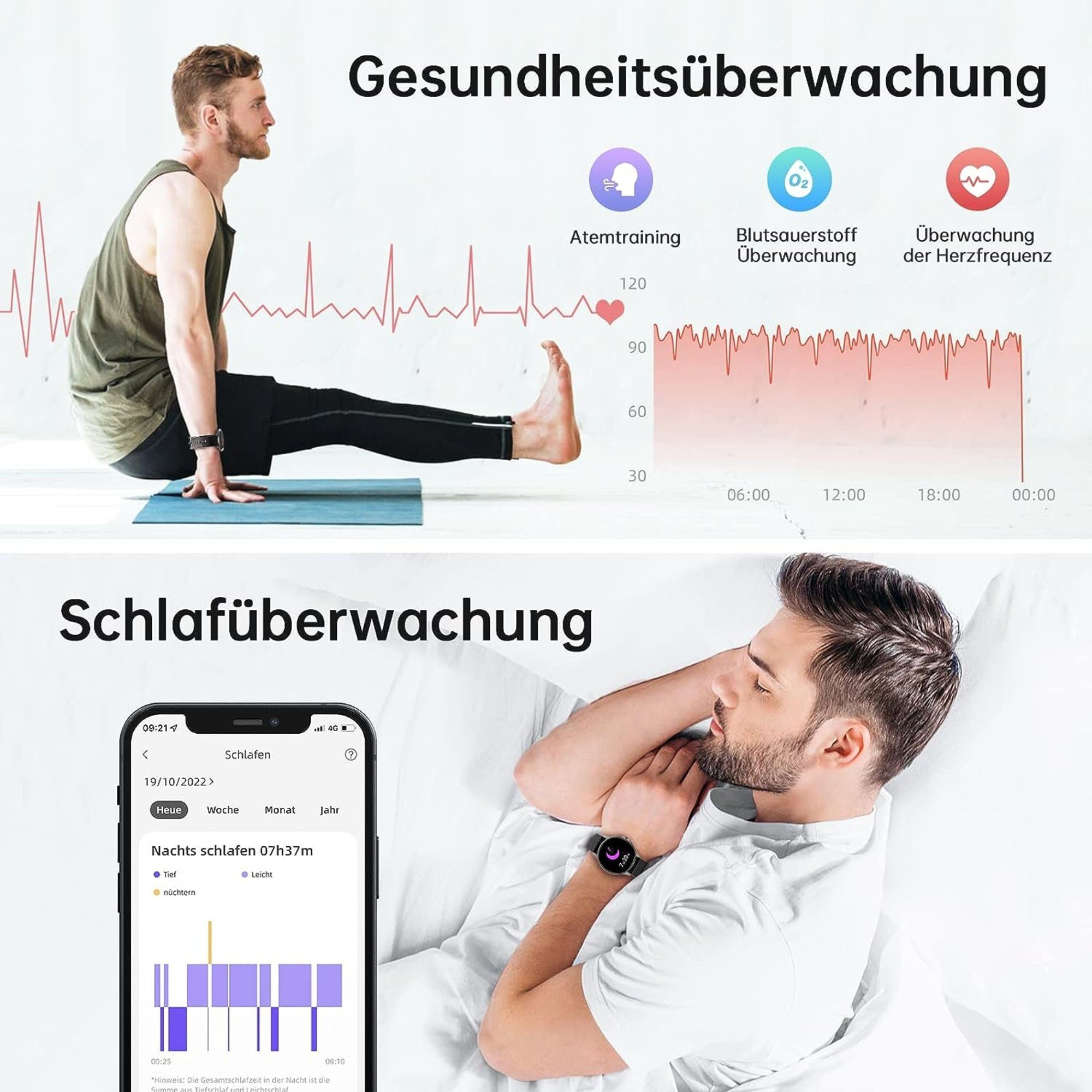 Manike ZL50 Elegant Blutdruckmonitor Herzfrequenzmessung Bluetooth Call Smartwatch (4,3 cm/1,69