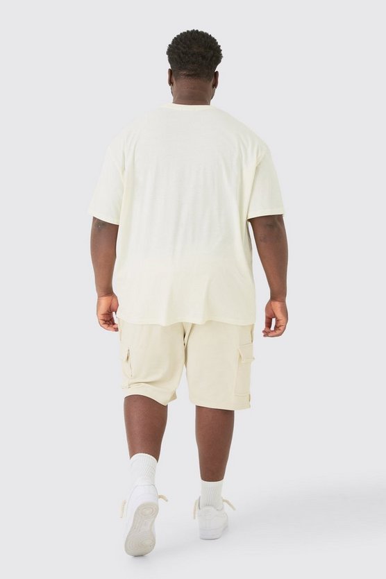 Plus lockere Cargo Jersey-Shorts mit Naht-Detail