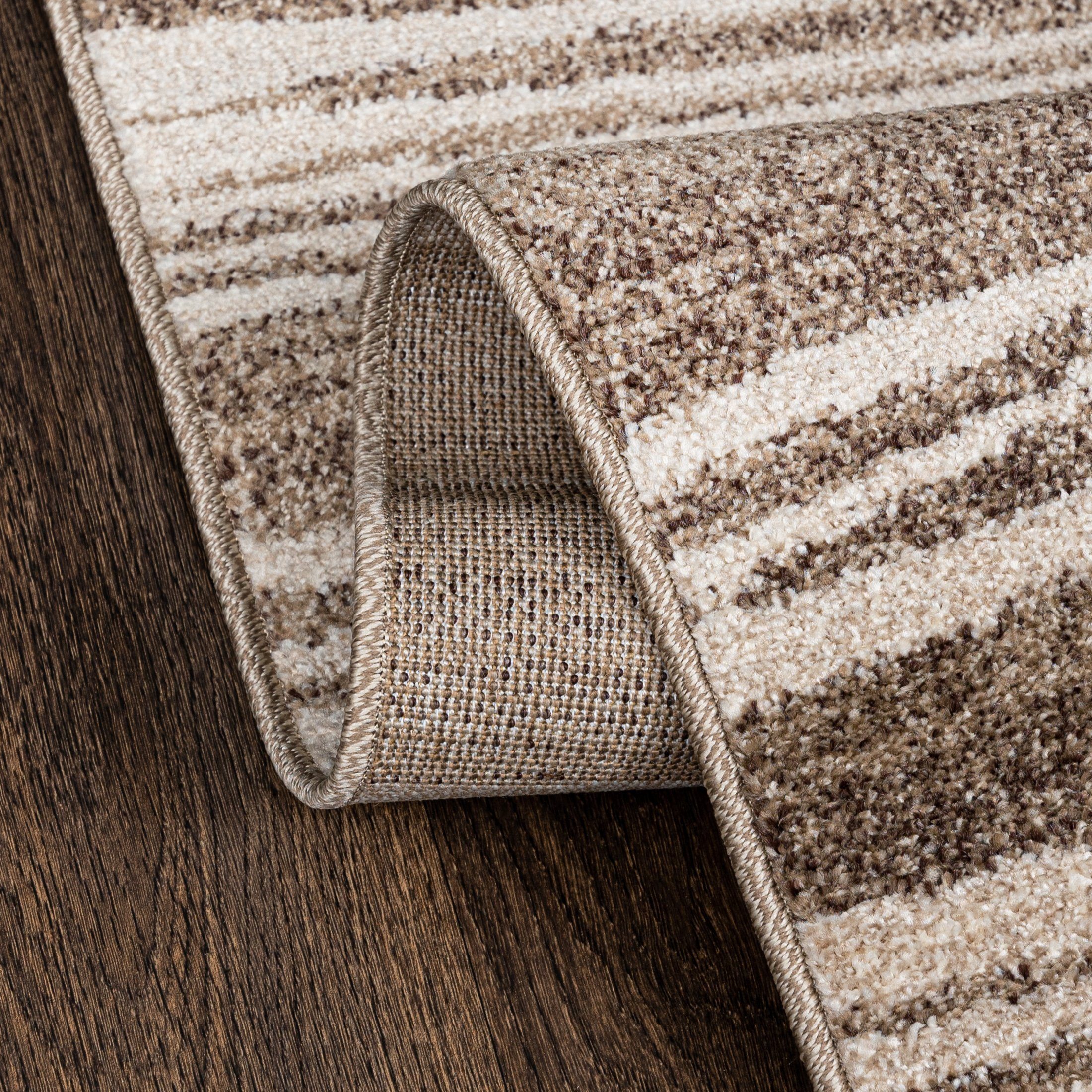 Läufer Läufer Flurläufer Modern für Vorzimmer, Küche - Beige Creme, Mazovia, 80 x 100 cm, Kurzflor, Meterware, Höhe 10 mm, Kurzflor - niedrige Florhöhe