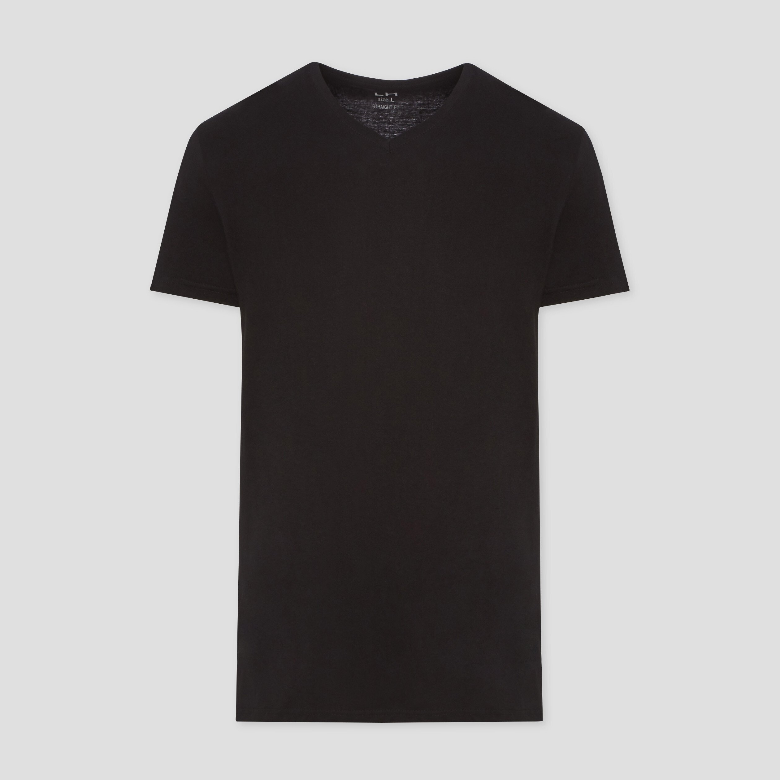 T-shirt manches courtes coton col V noir homme | La Halle