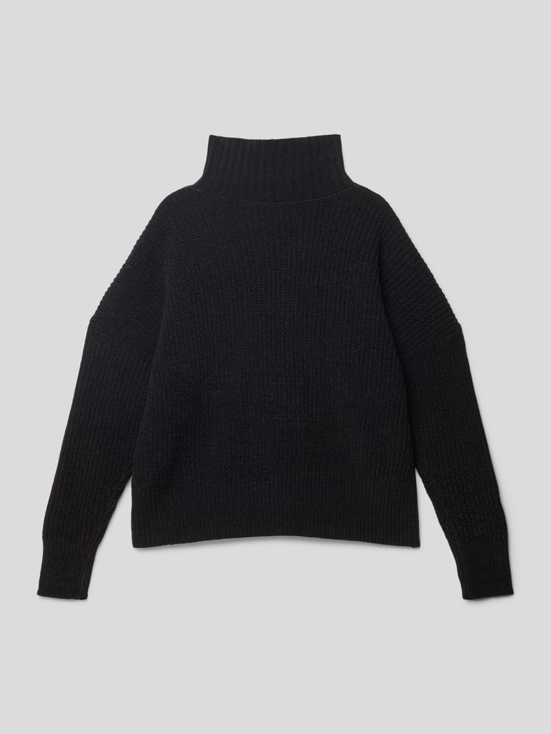 Strickpullover mit Stehkragen in schwarz