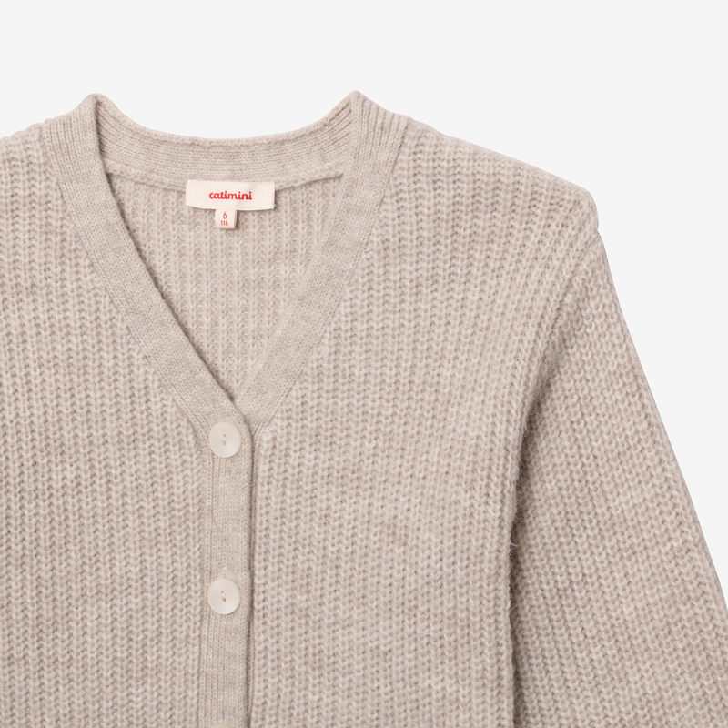 Cardigan fille tricot gris en coton recyclé Catimini