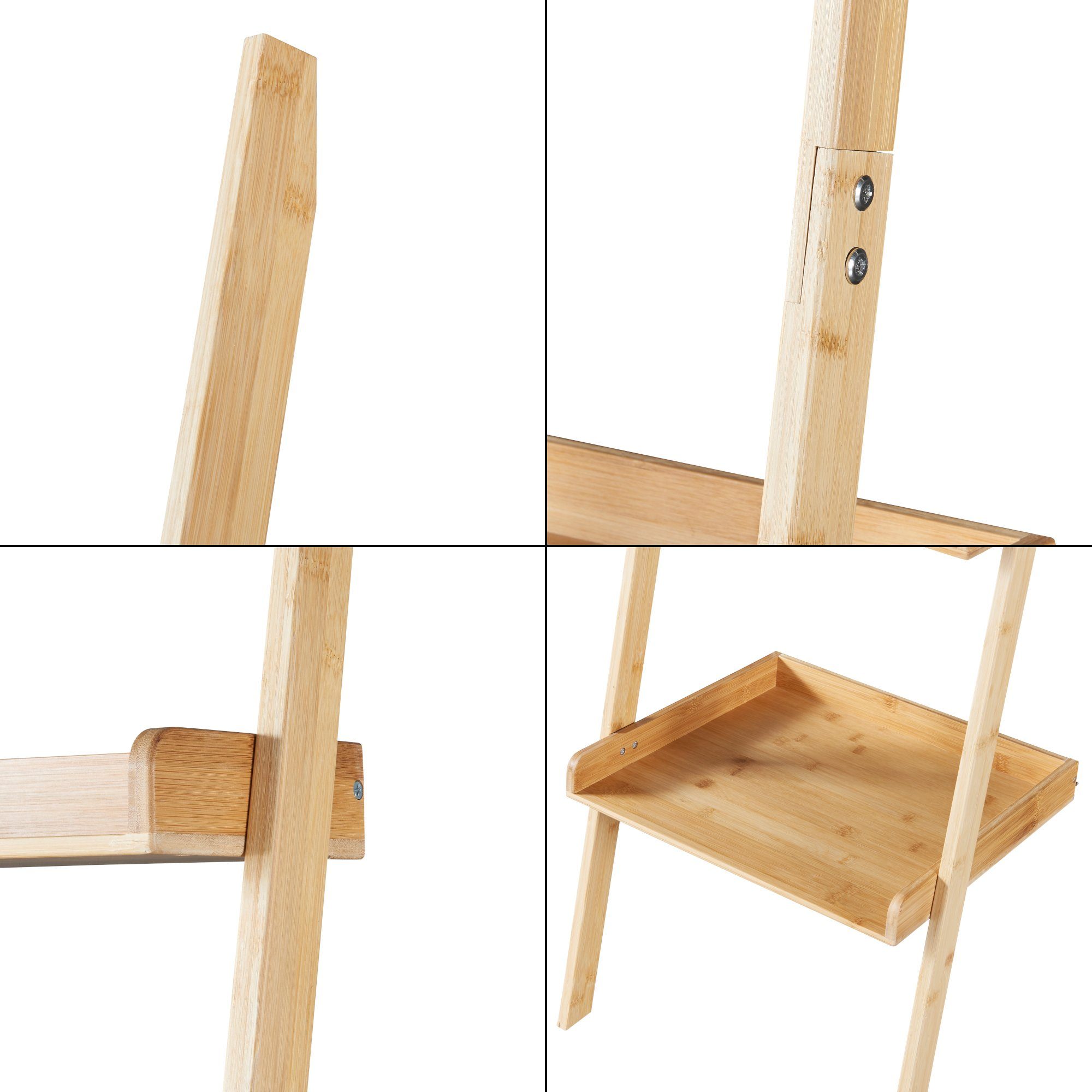 en.casa Leiterregal, Göinge mit 4 Ablagen Bambus 176 x 44 x 37 cm
