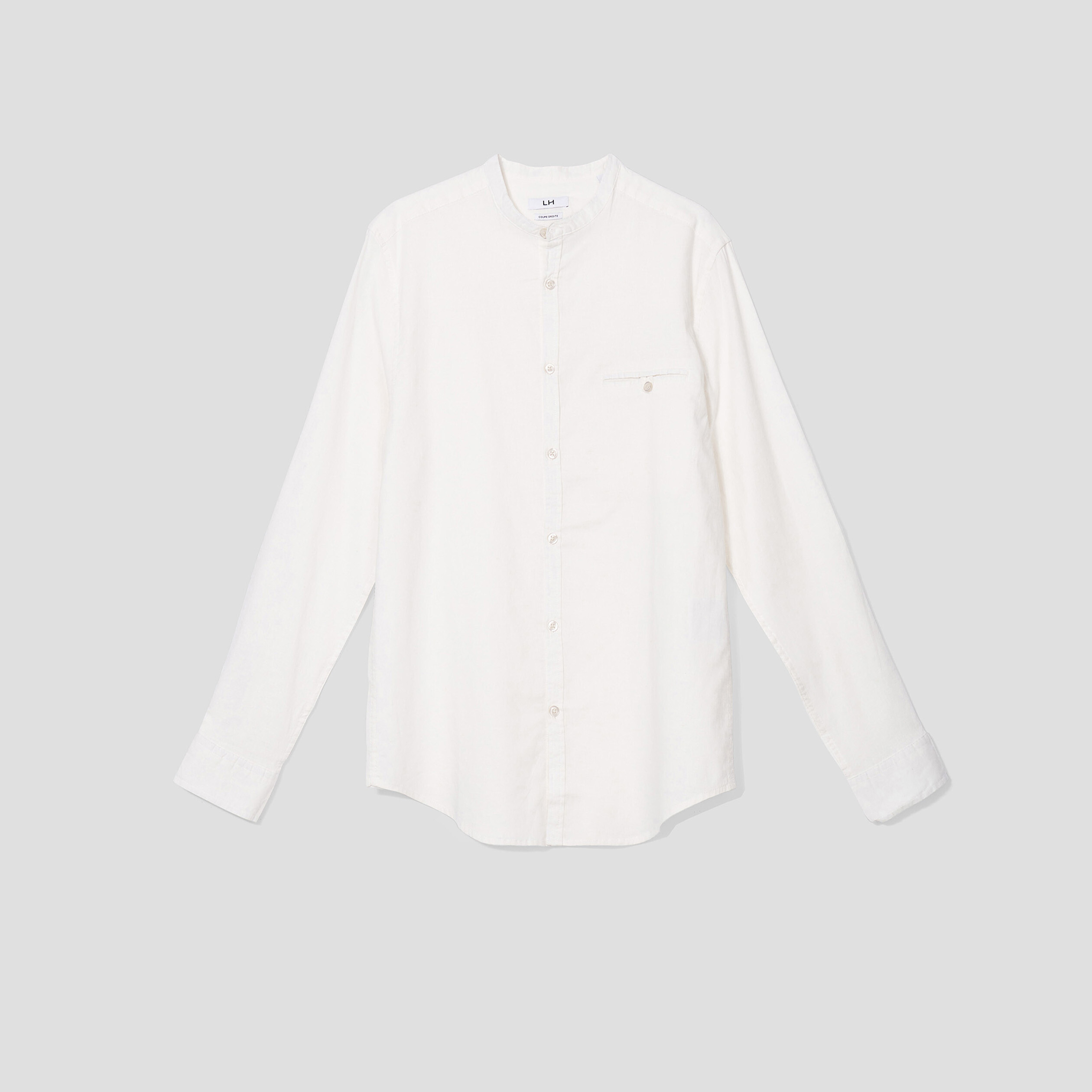 Chemise col mao lin majoritaire blanc homme | La Halle