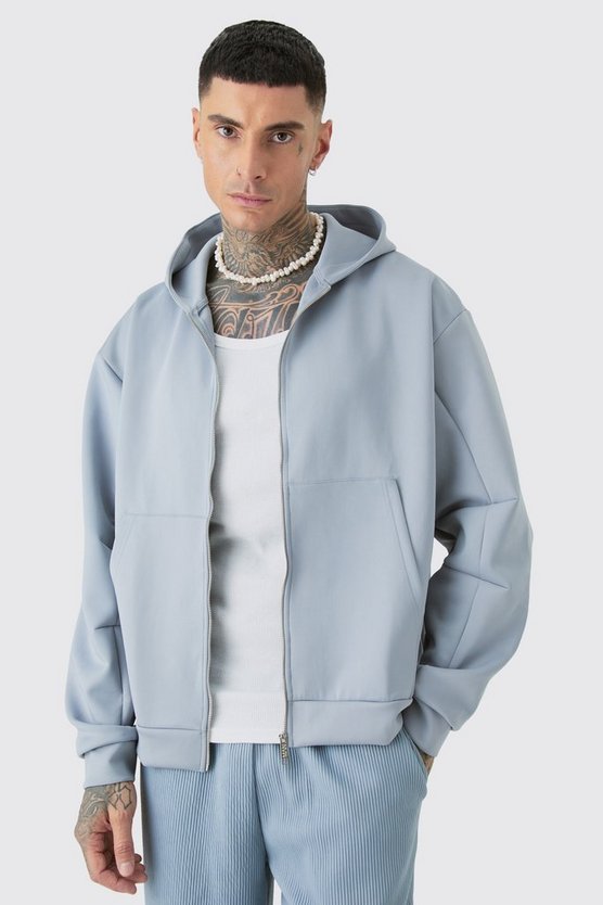 Tall kastiger Oversize Scuba Hoodie mit Reißverschluss
