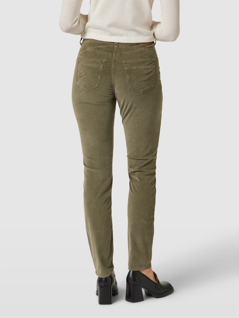 Slim Fit Hose aus Cord mit Reißverschlusstasche in khaki