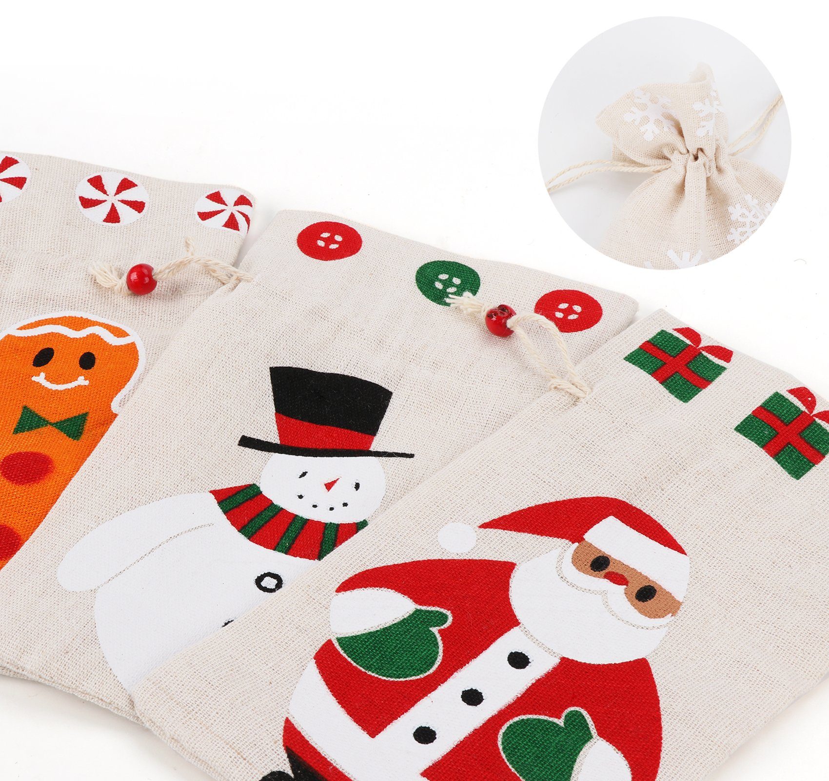 Homewit Christbaumschmuck Geschenksäckchen zu Weihnachten mit Zugband (5-tlg), Ideal zum Verpacken von Geschenken
