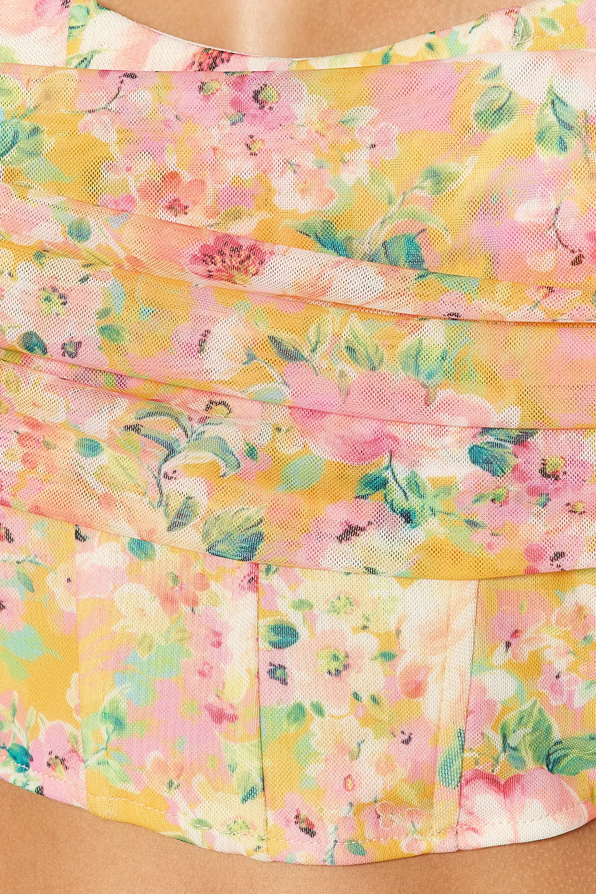 Trendyol Collection  Mehrfarbiges, floral bedrucktes Tüll-Bustier TPRSS23BS00104