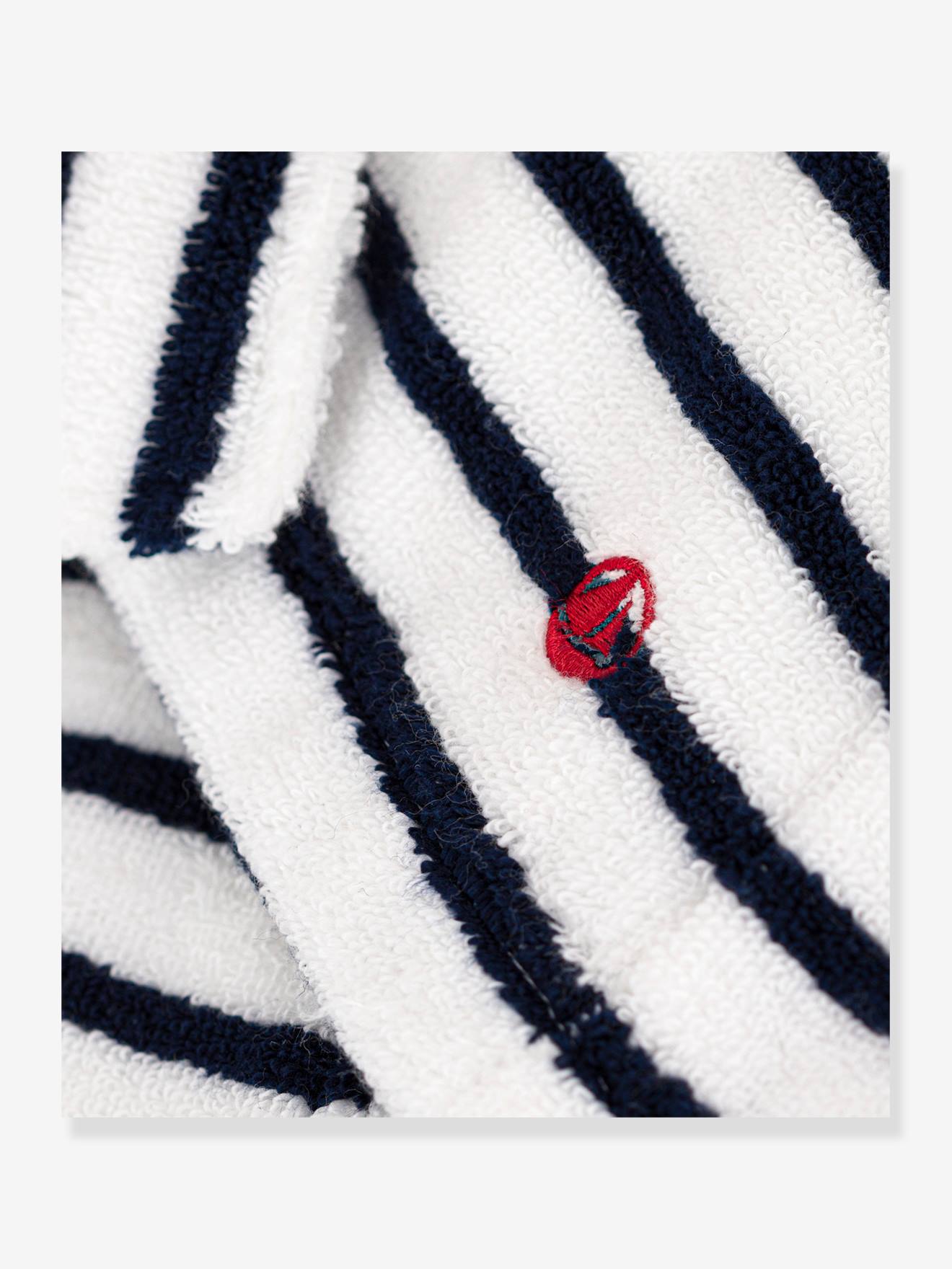 Peignoir rayé en éponge PETIT BATEAU blanc imprimé