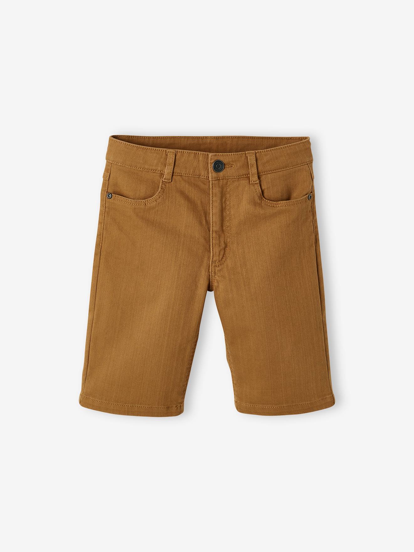 Ensemble tee-shirt rayé et bermuda en toile garçon marron