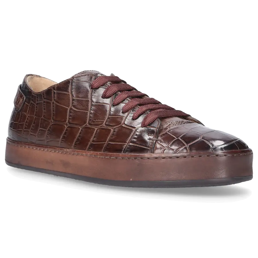 Santoni - Sneaker low 20756 Krokodilleder - braun