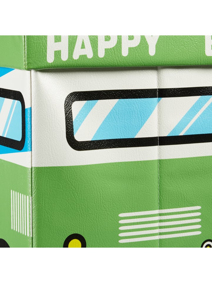 relaxdays Spielzeugkiste Happy Bus in Grün - (B)48 x (H)32 x (T)32 cm günstig kaufen onesize