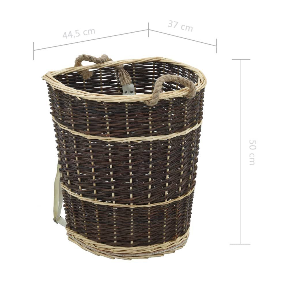 vidaXL Kaminholzregal Holzkorb mit Trageriemen 44,53750 cm Natur Weide, BxTxH:44x37x50 cm