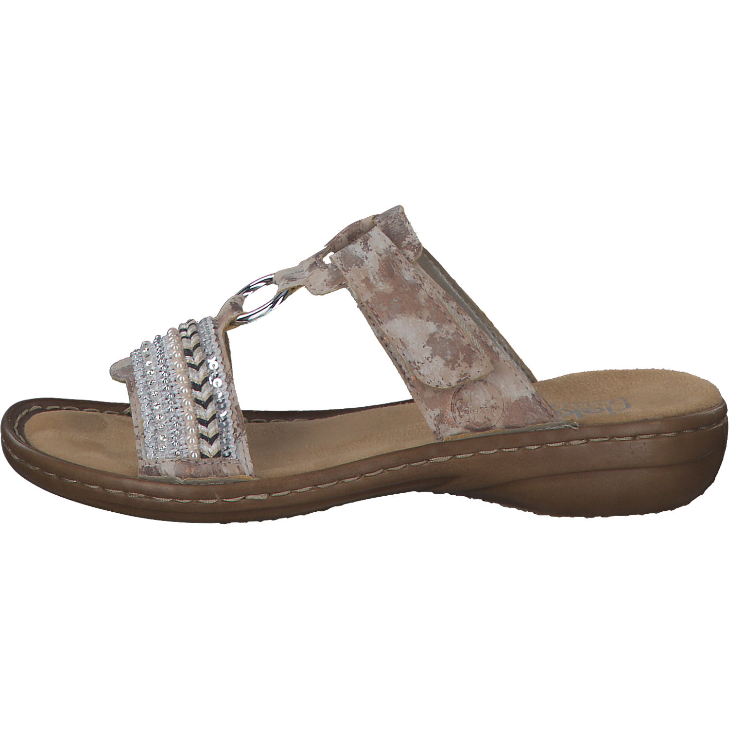 Rieker 608M6, Plateau-Pantoletten, Damen, beige