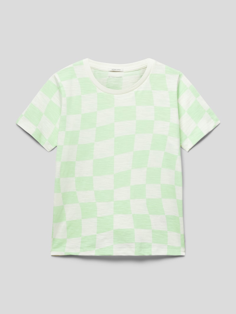 T-Shirt mit Karomuster in hellgrün