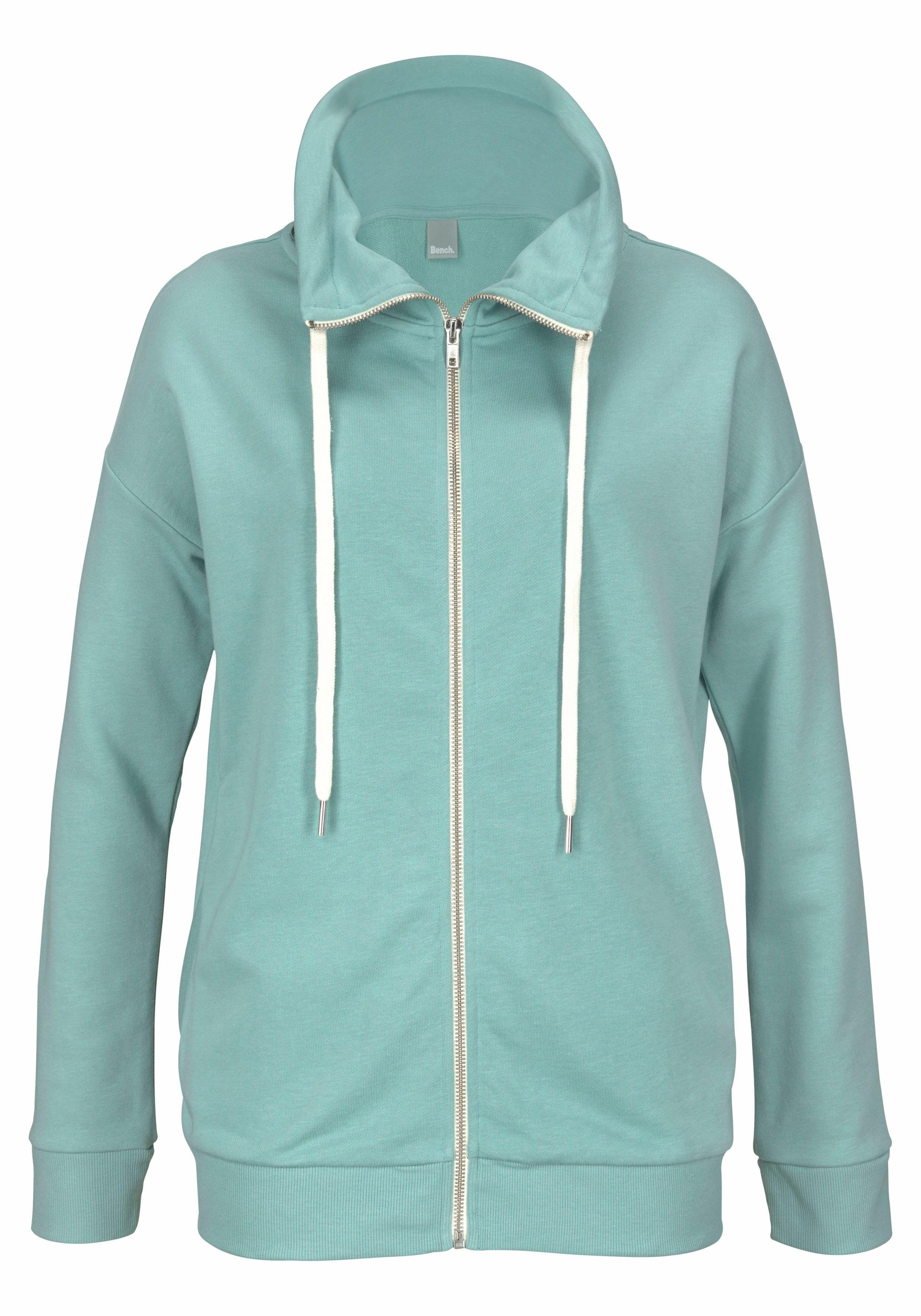 Bench. Sweatjacke mit Glanzprint am Stehkragen, Loungeanzug