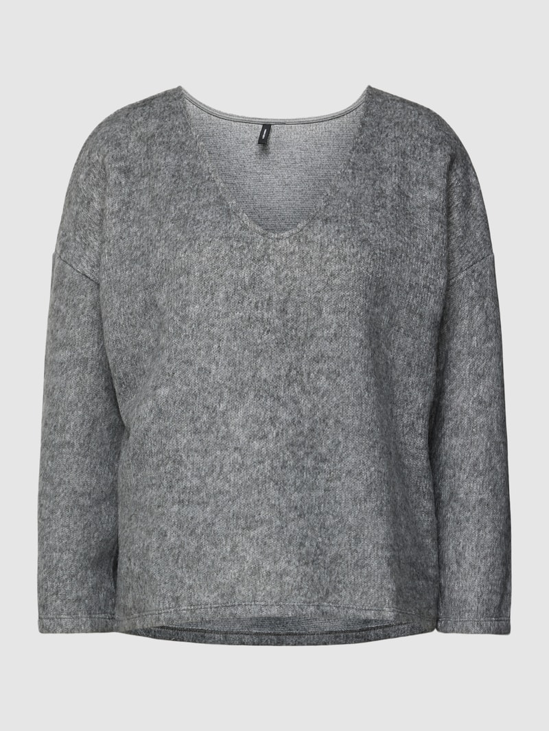 Cropped Pullover in melierter Optik in hellgrau melange