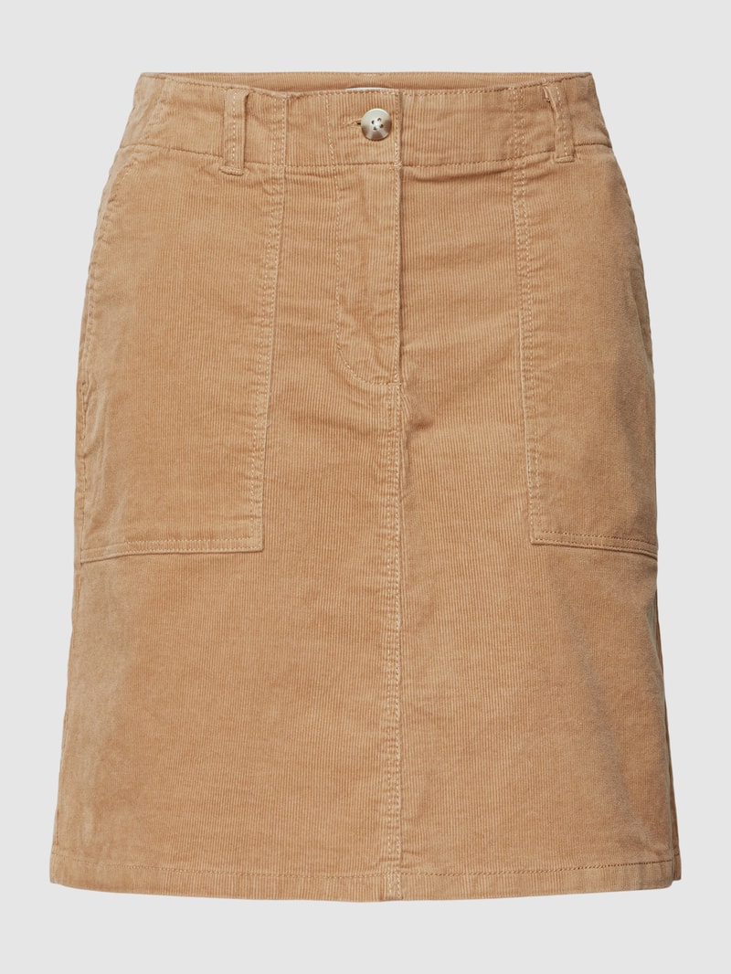 Minirock aus Cord mit Eingrifftaschen in camel