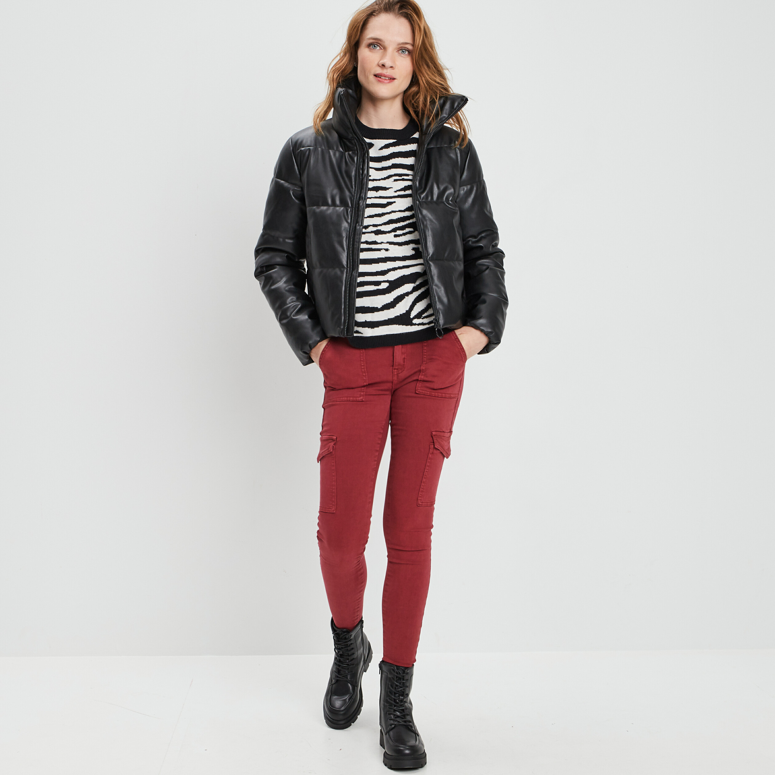 Pull avec col rond ivoire femme | La Halle