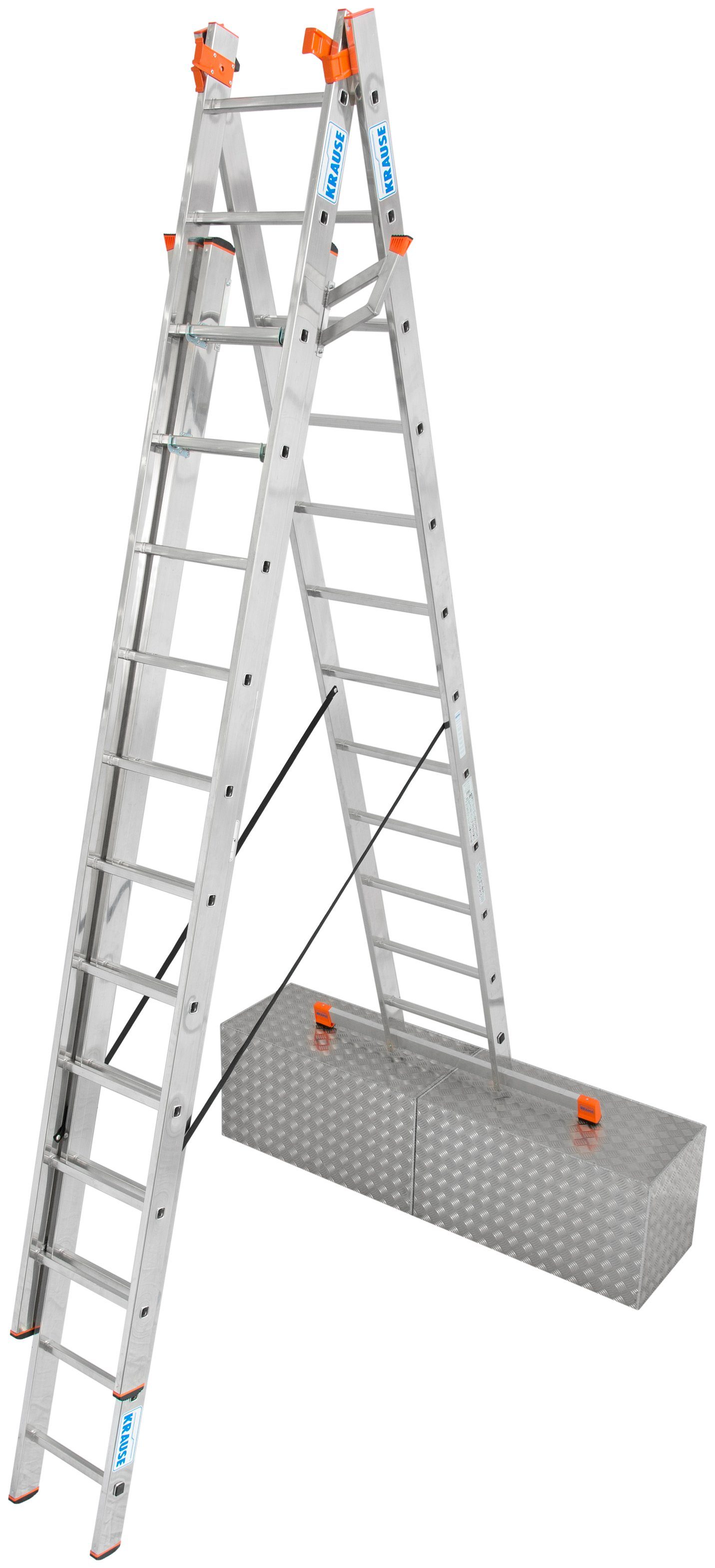 KRAUSE Vielzweckleiter Tribilo, Alu, 3x12 Sprossen, Arbeitshöhe ca. 930 cm