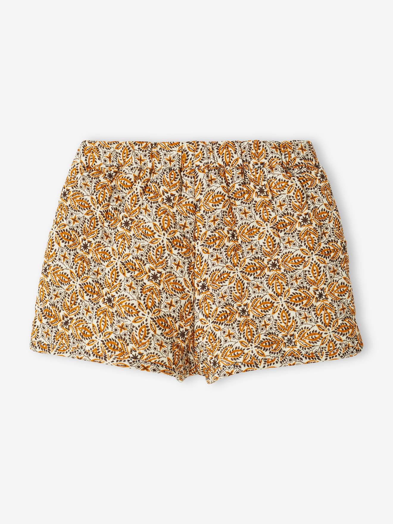 Short kilté imprimé fille écru