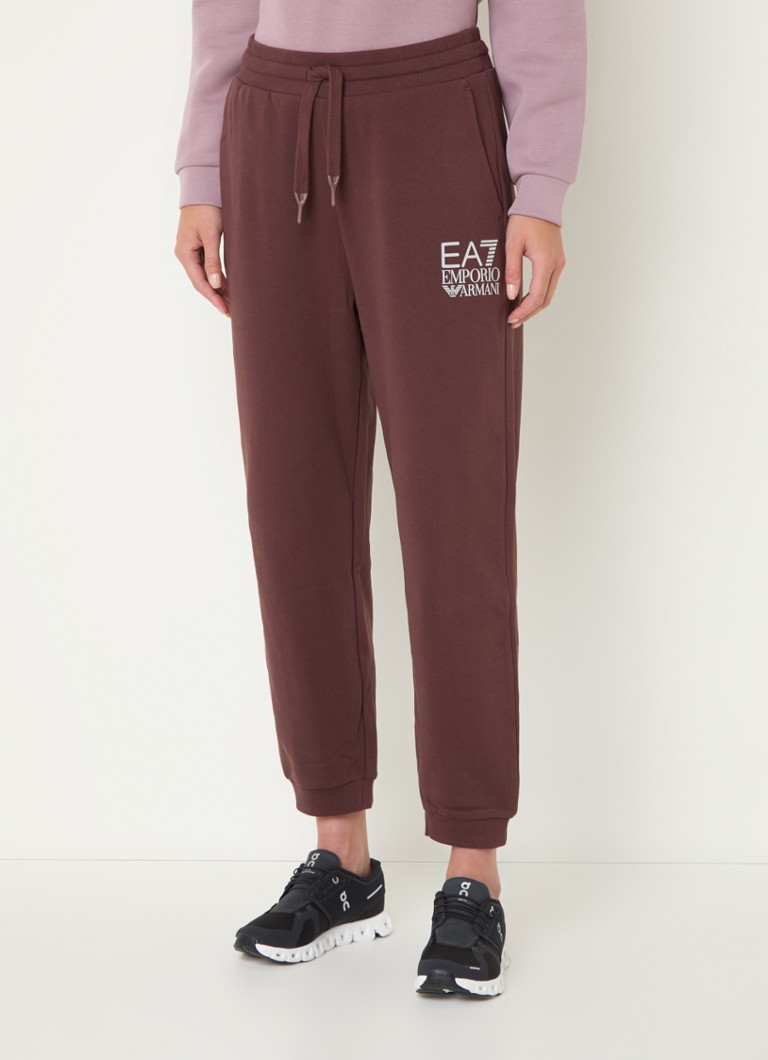 Pantaloni sportivi affusolati a vita alta di Emporio Armani con logo