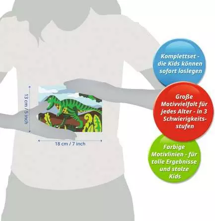 CreArt Hungriger Dinosaurier - Malen nach Zahlen für Kinder ab 9 Jahren