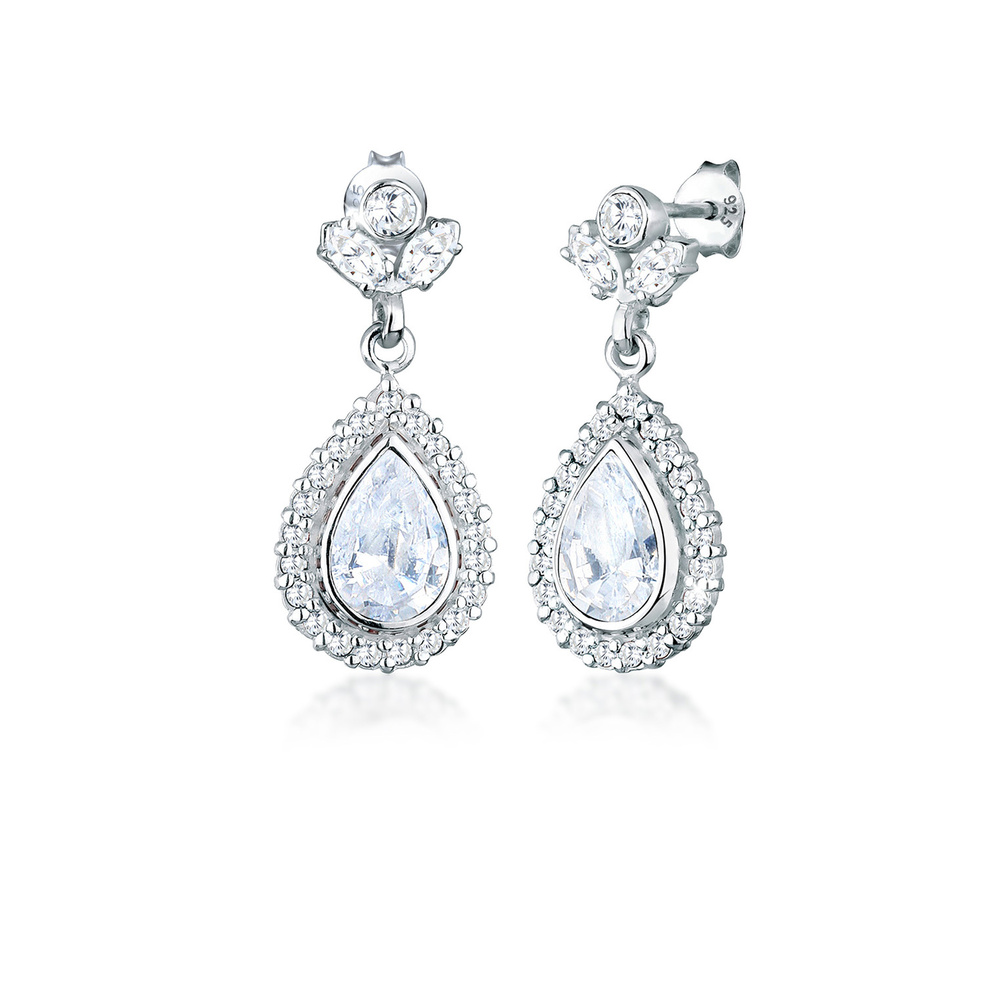 Elli Elli Boucles d'Oreilles Tige Cristaux de Zircone  Femme  (925/1000) Argent Boucles d'oreilles