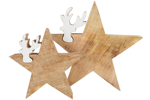 MyFlair Deko Puzzle Star mit Renntier, 2-er Set