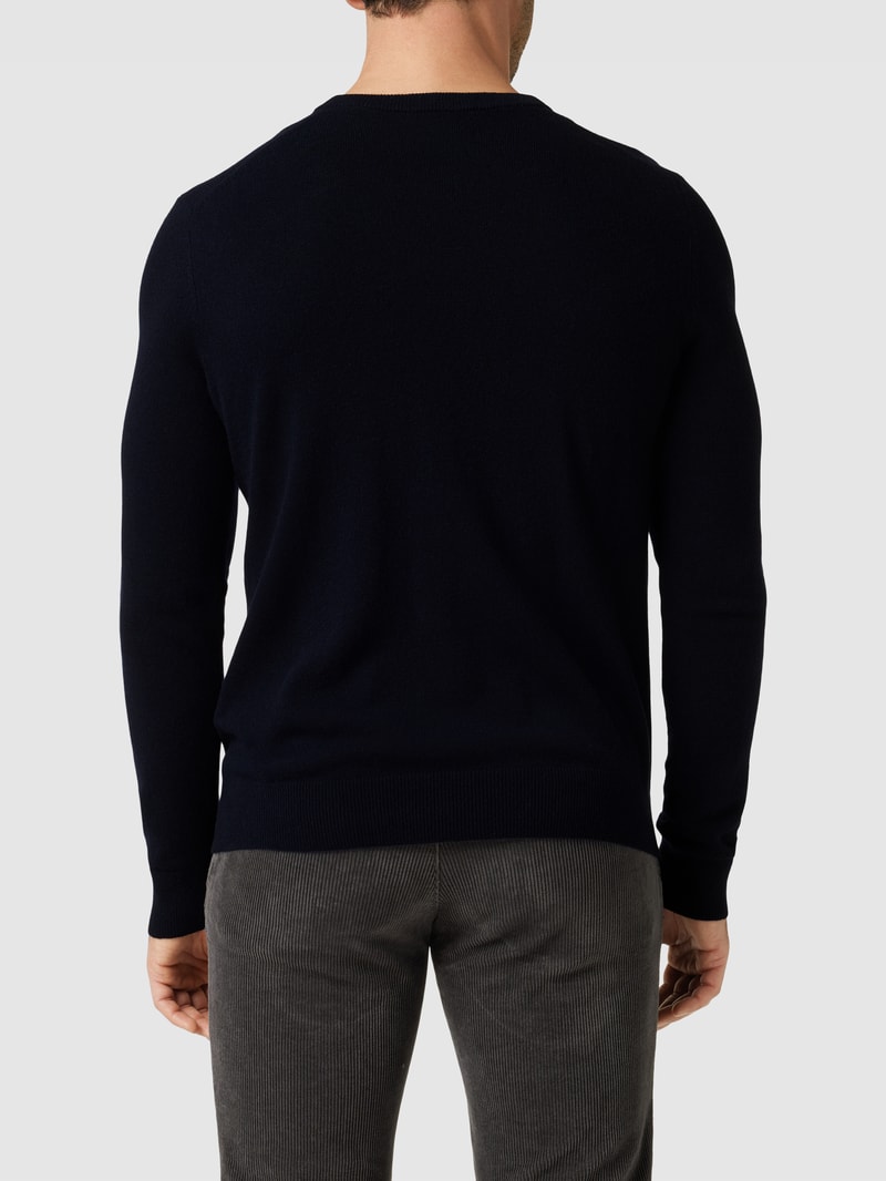 Strickpullover mit Label-Stitching in marineblau