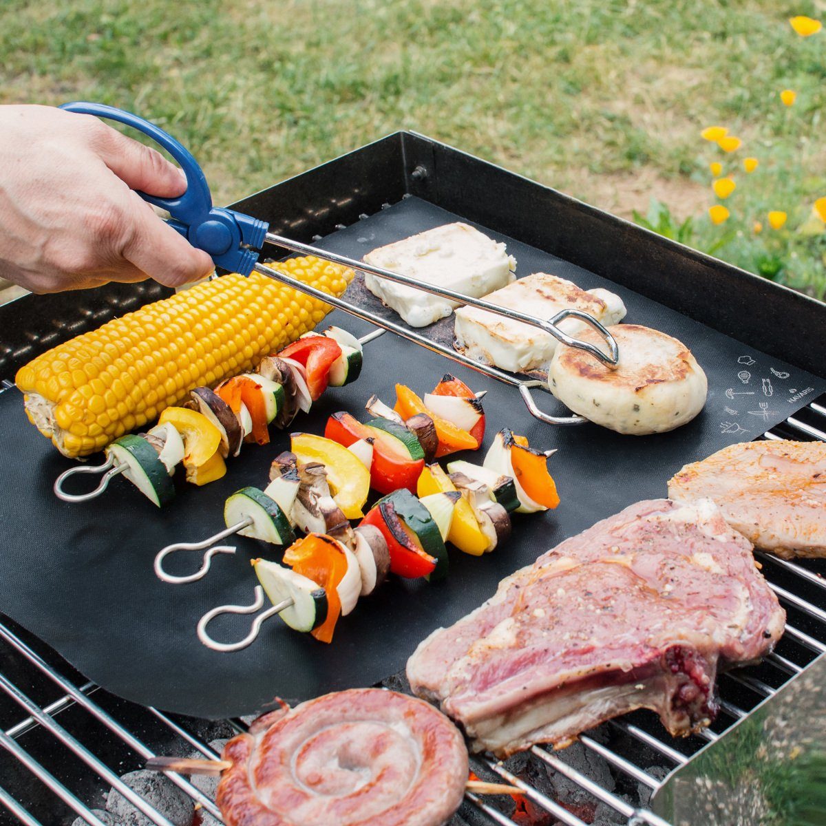 Navaris Grillschale 3er Set BBQ Grillmatten - hitzebeständig und antihaft, Teflon