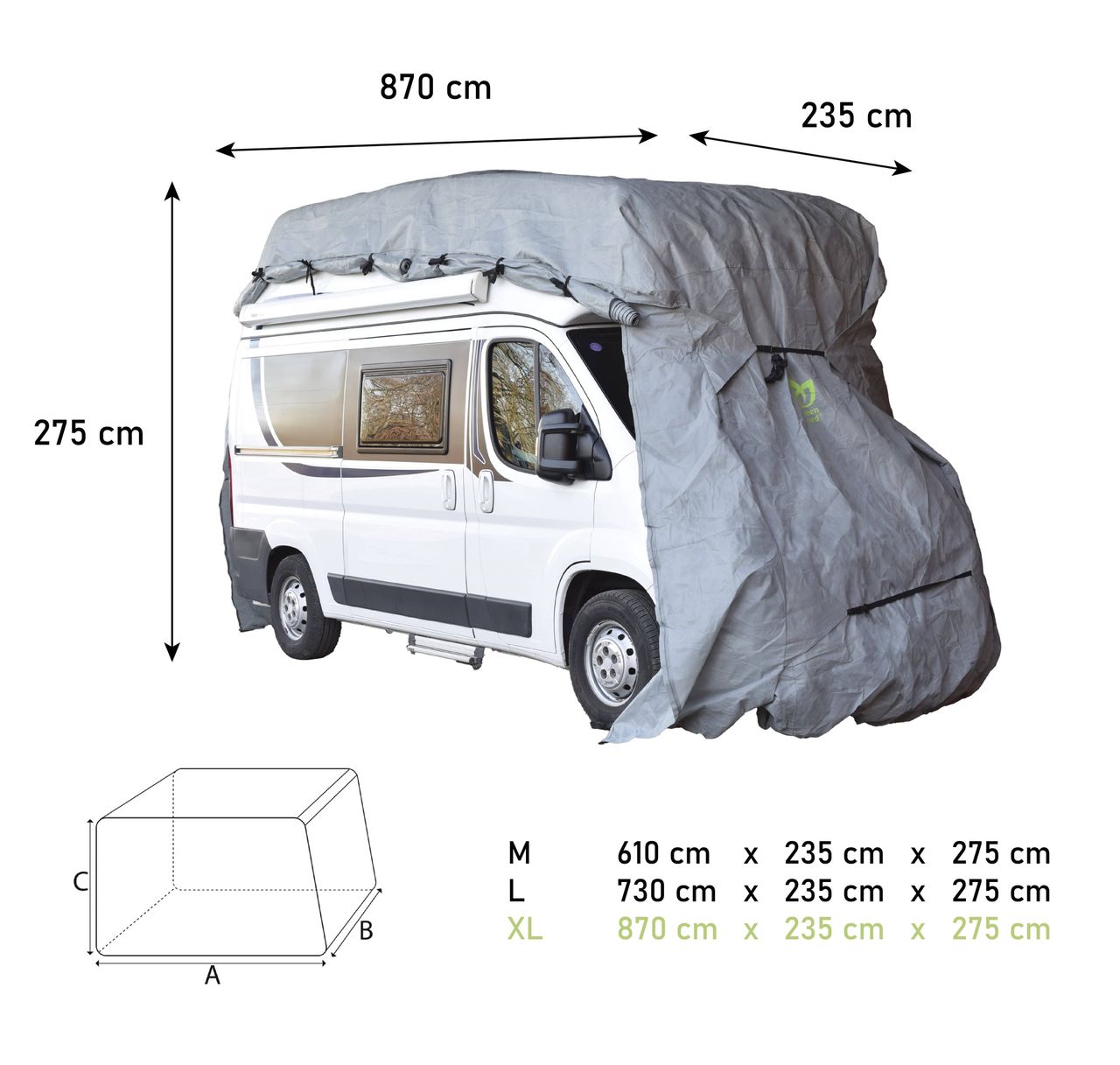 Green Yard GreenYard® Wohnmobil Schutzhülle Größe XL 870 x 235 x 275 cm Abdeckplane Campingmobil