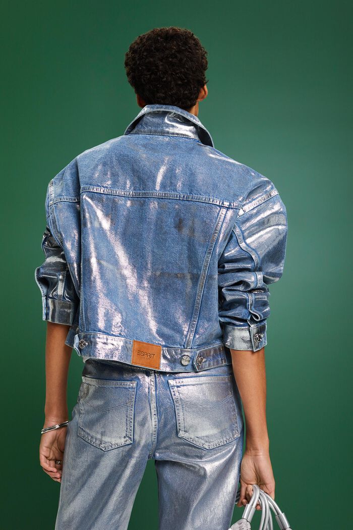 Jeansjacke in Metallic-Optik
