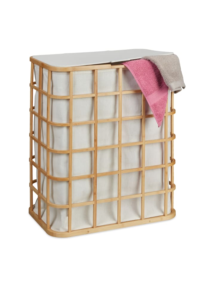 relaxdays Wäschekorb in Natur/ Beige - (B)51 x (H)59 x (T)32 cm günstig kaufen onesize