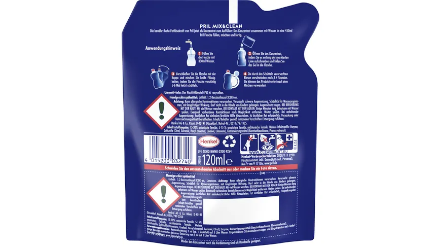 PRIL Handgeschirrspülmittel Konzentrat Mix & Clean Original 120 ml