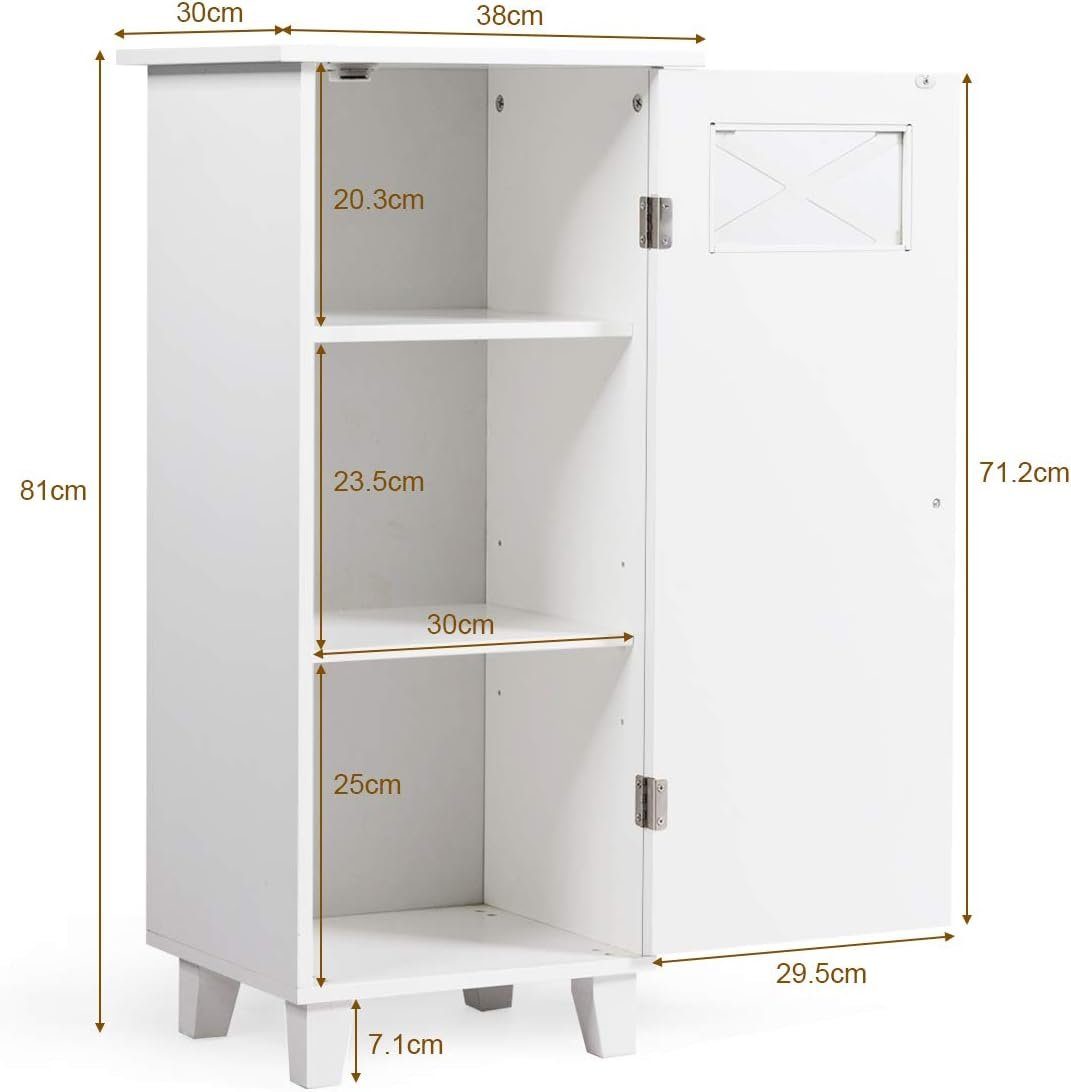KOMFOTTEU Badkommode Badezimmerschrank, 3 Ebenen, Hochschrank