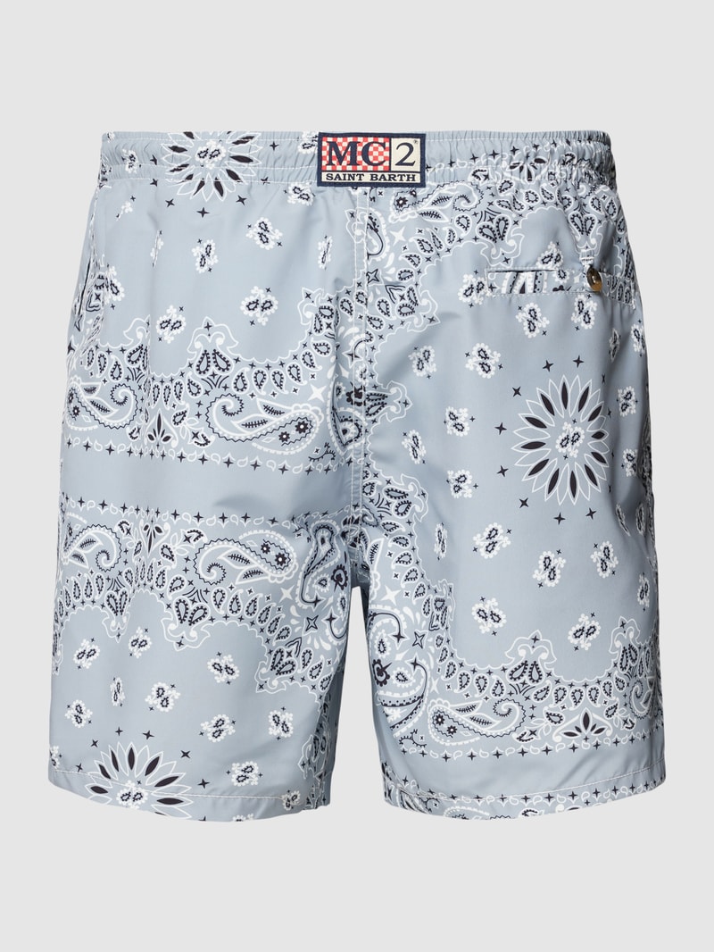Badehose mit Allover-Print Modell 'CAPRESE' in hellgrau