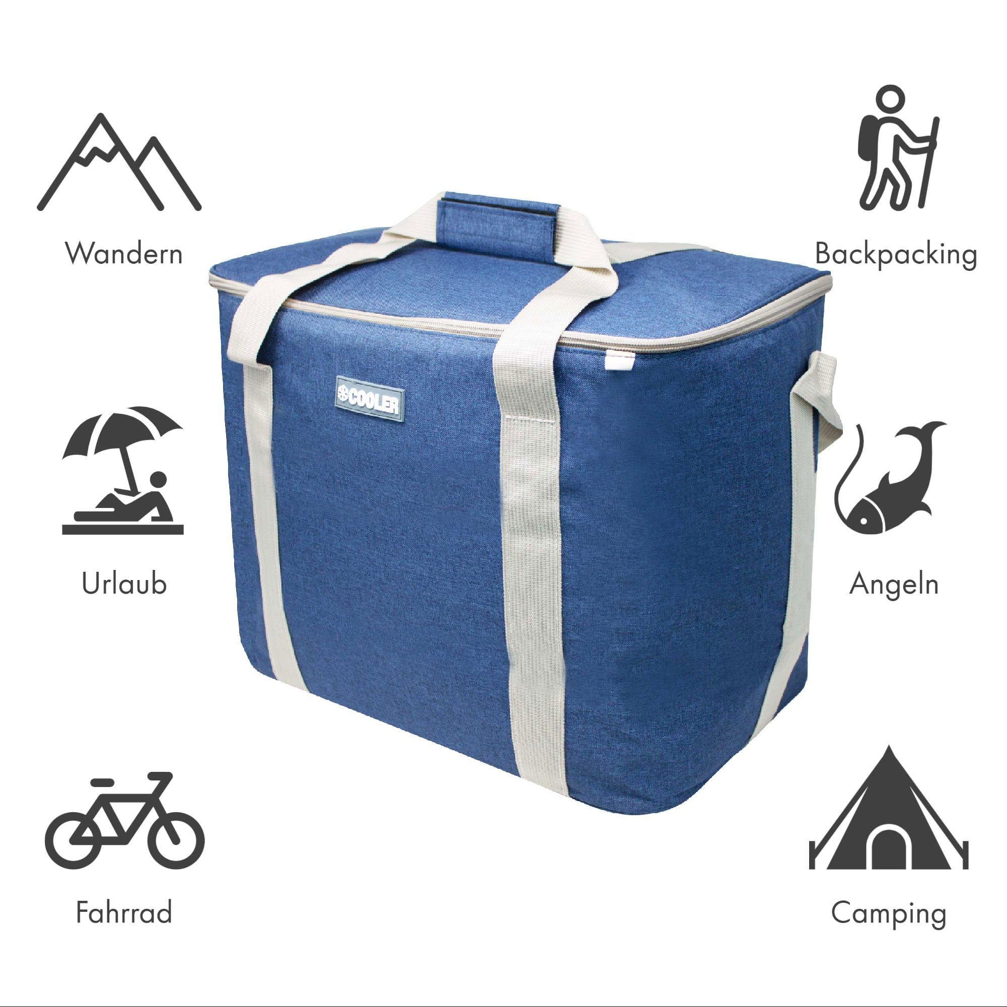 ToCi Kühltasche 36 Liter große Kühltasche Kühlbox Thermotasche Camping Navy-Blau