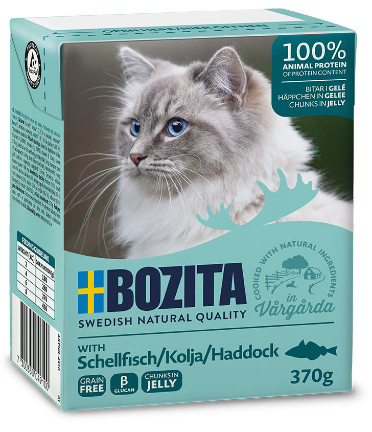 BOZITA Nassfutter BOZITA Häppchen in Gelee 6x370g Schellfisch